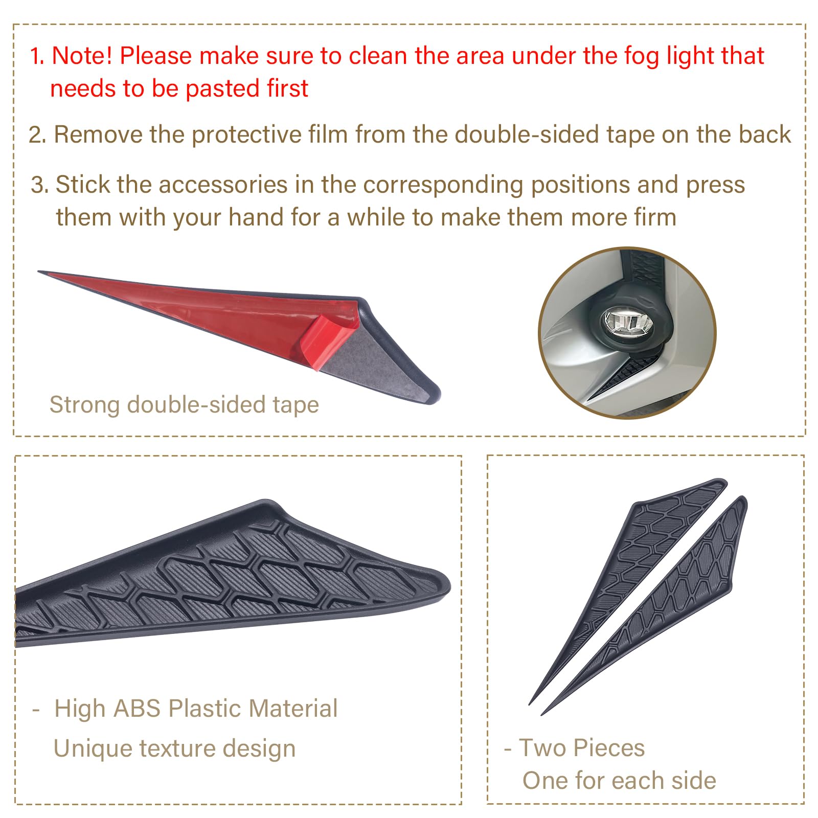 RAVOTOM waterproof and sunproof fog light trim improves outdoor wear