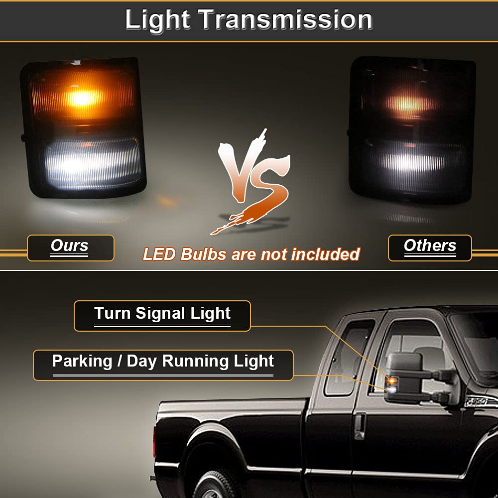 RAVSOFT Ford Super Duty smoked marker light fits passenger mirrors on 2008-2016 models.