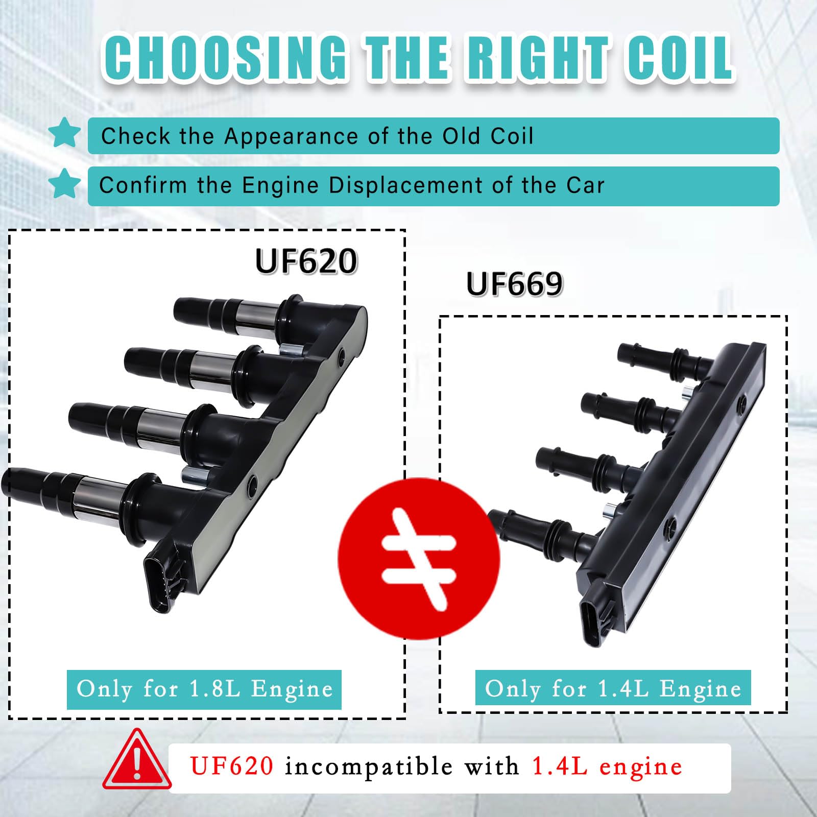 RAWOK UF620 coil pack label indicating multiple compatible part numbers.