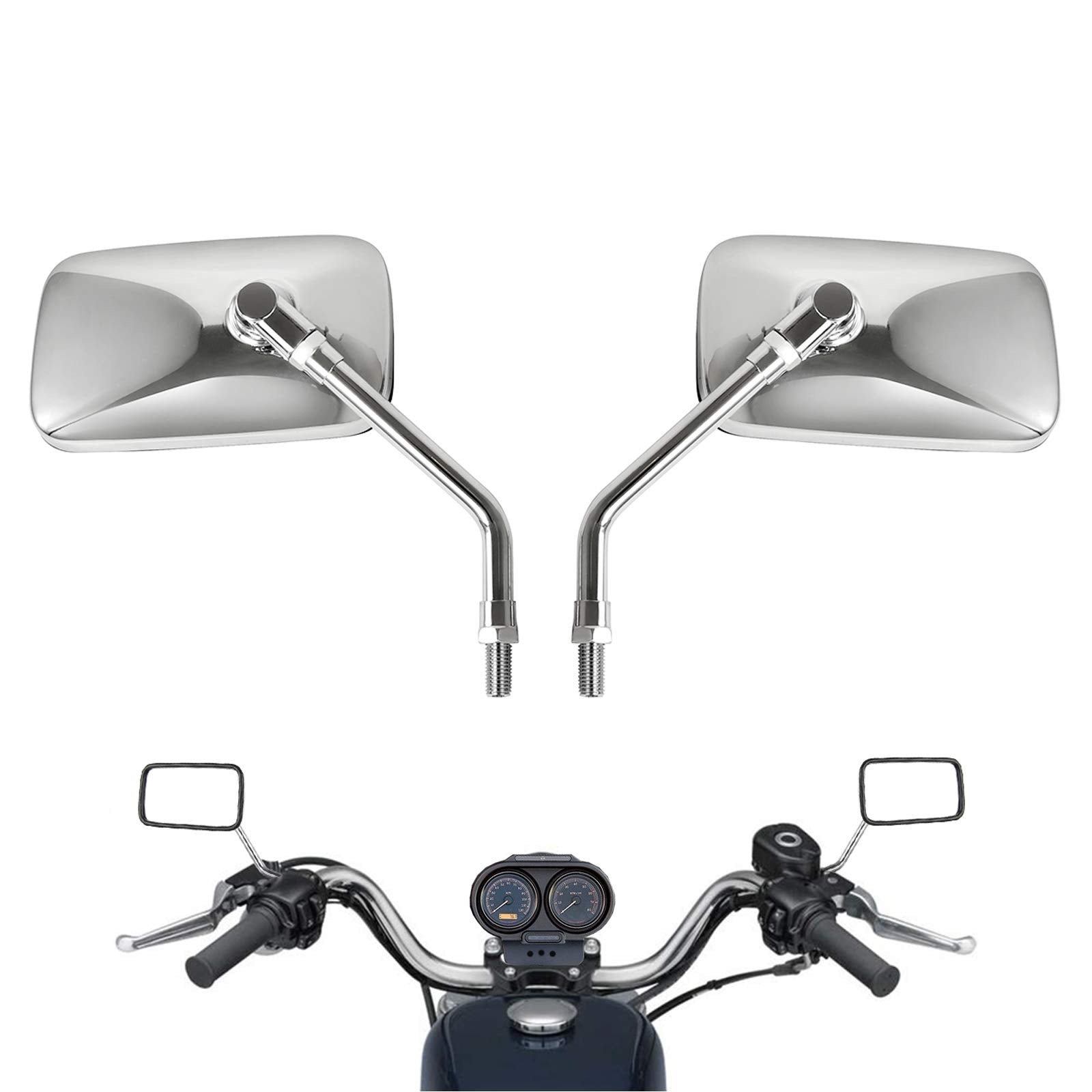 Rawsomes chrome universal mirror with 125x70 mm rear view for safer riding.