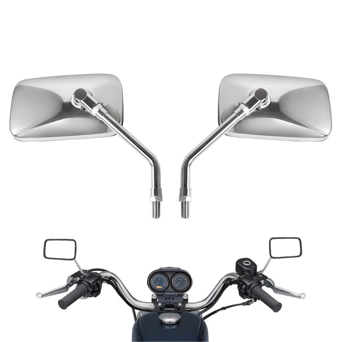 Rawsomes chrome universal mirror with 125x70 mm rear view for safer riding.