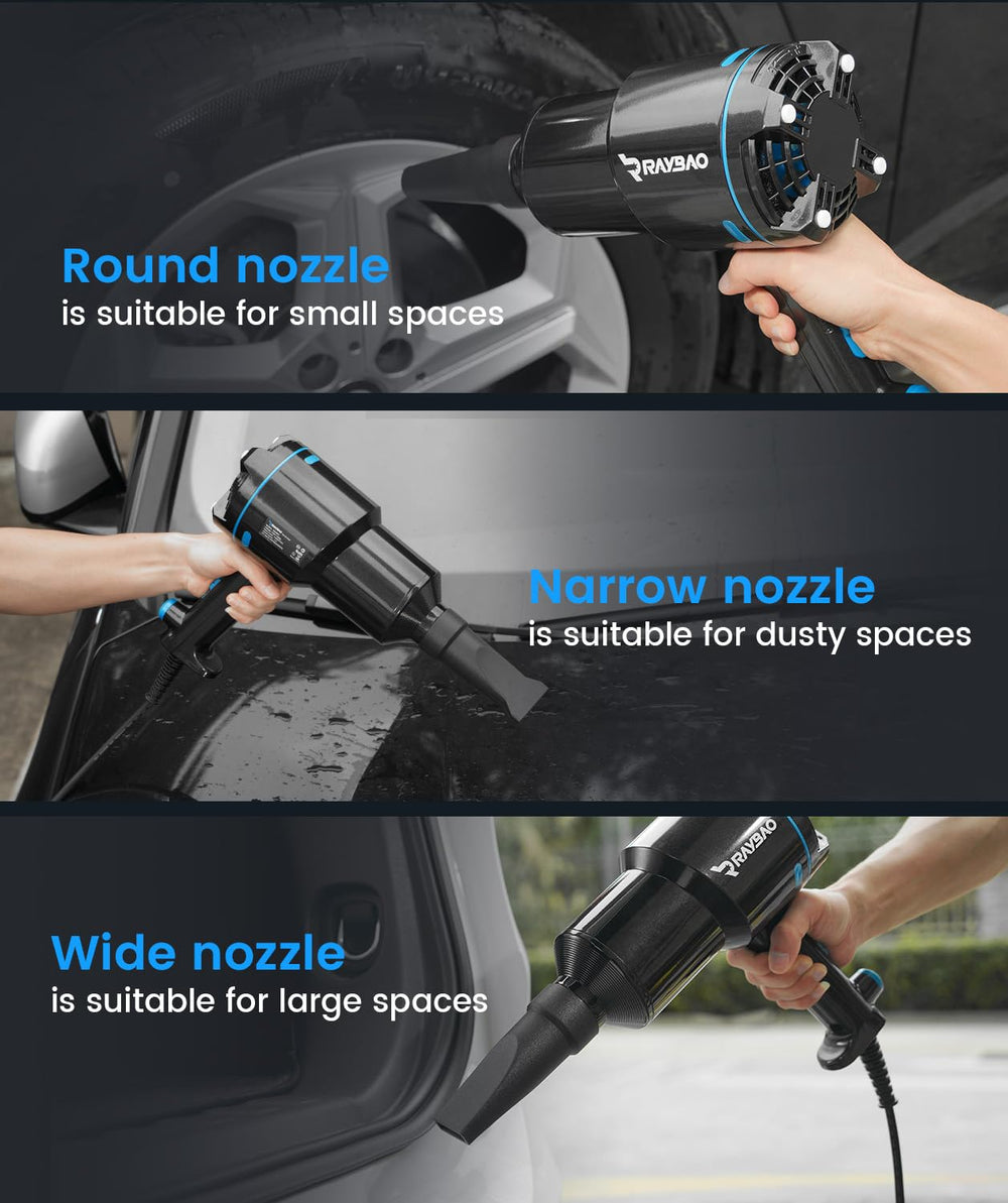 RAYBAO air cannon dryer narrow nozzle targets tight crevices for detailed drying
