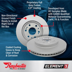 Raybestos Element3 grey fusion coating rotor resists corrosion for longer life