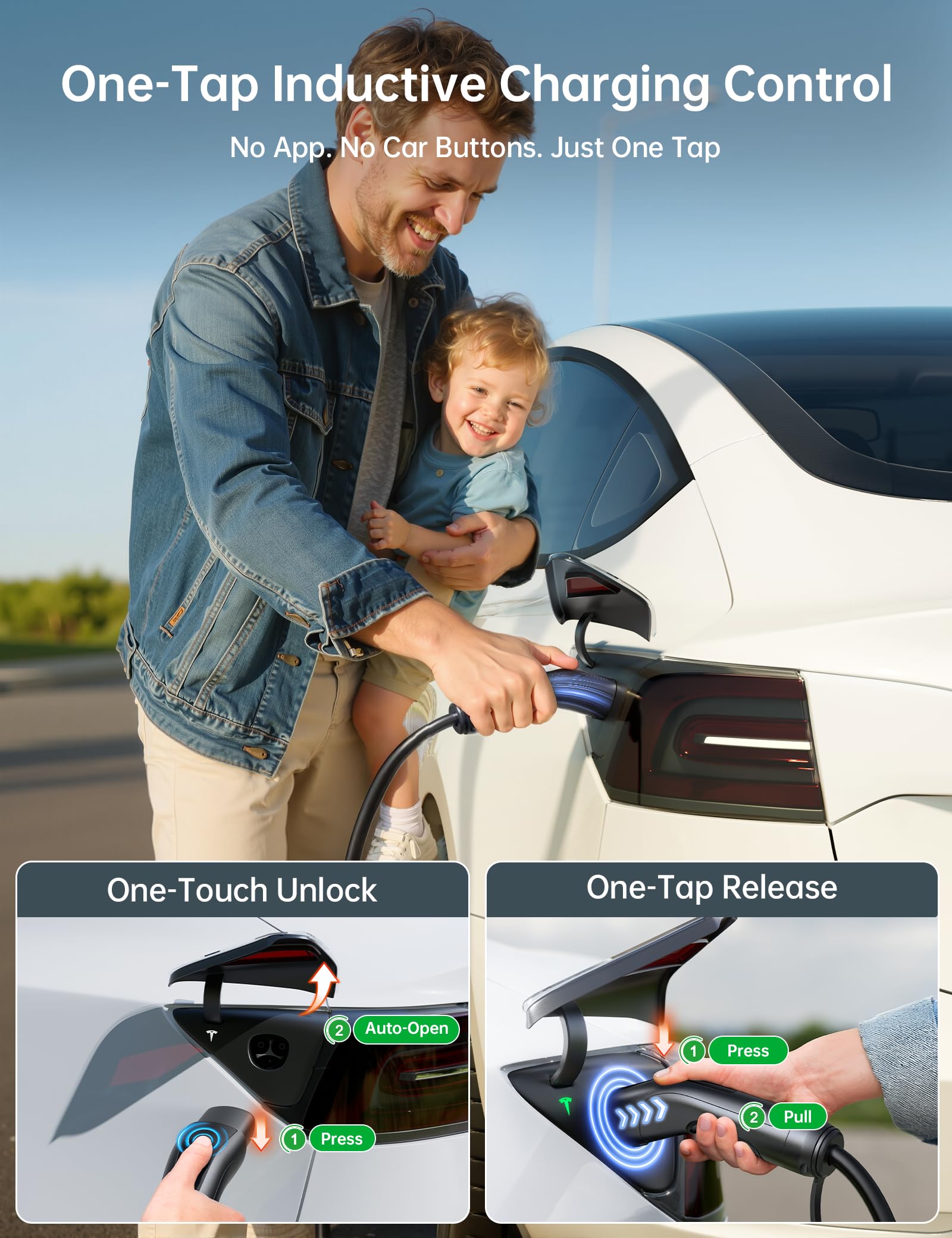Raylix 32A charger in use with Tesla for convenient home charging