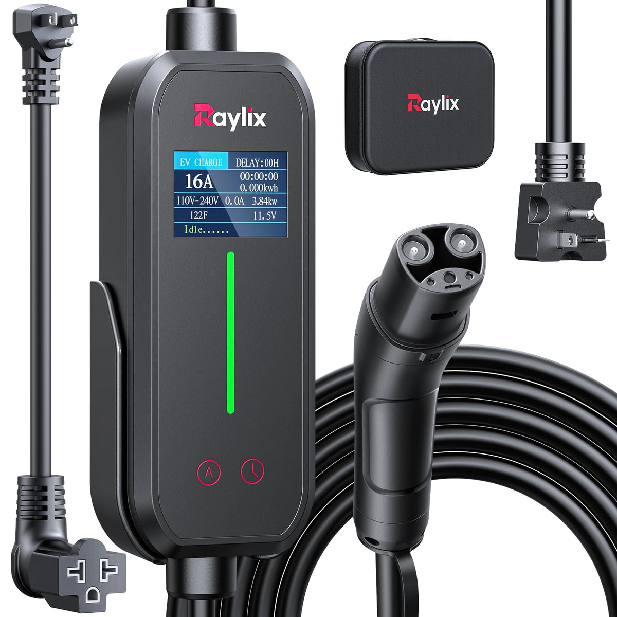 Raylix Tesla charger with smart display showing charging status at a glance