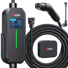 Raylix Tesla mobile charger front view showing compact, portable design.