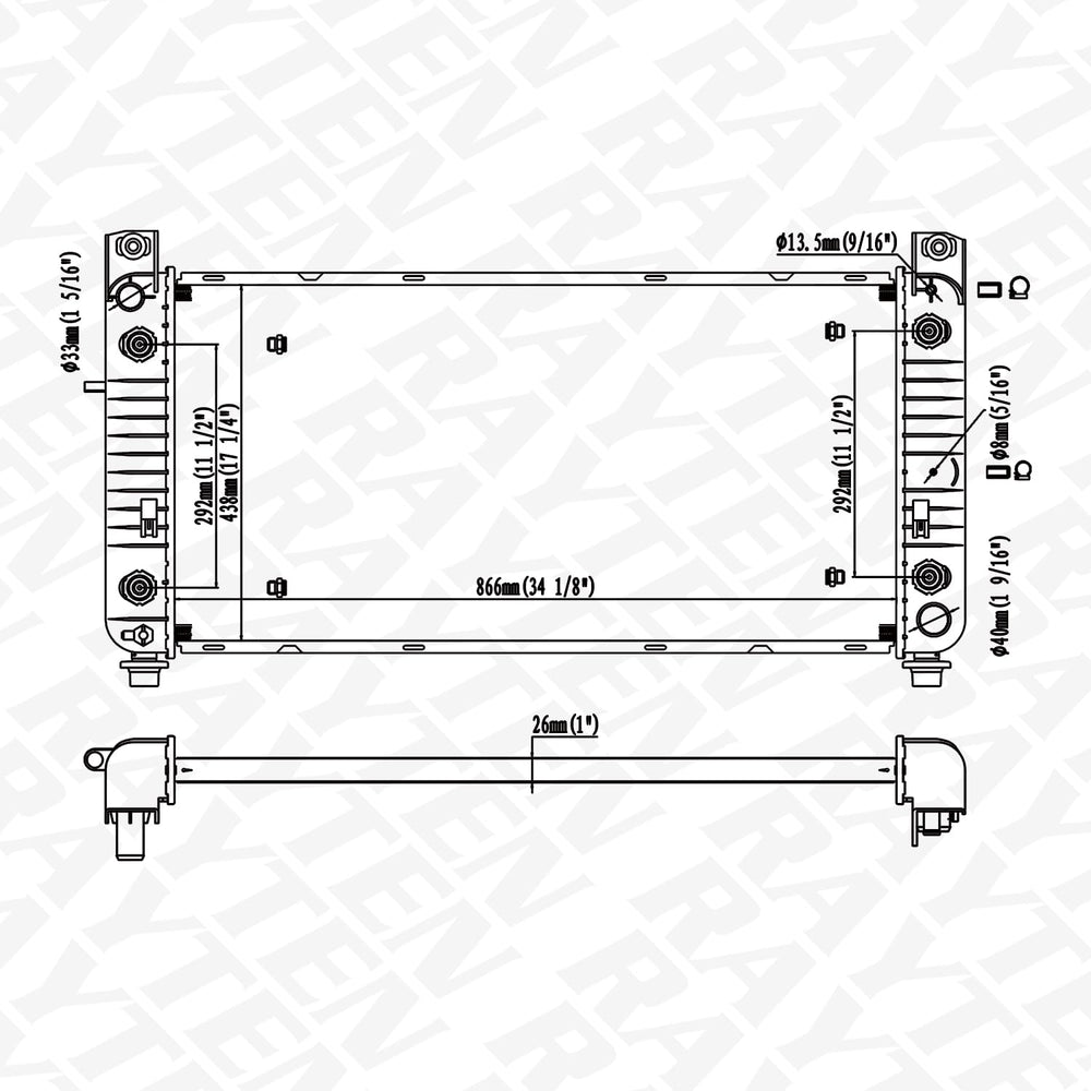 RAYTEN 2370 inlet/outlet diameters 33mm and 39.5mm support standard hose connections.