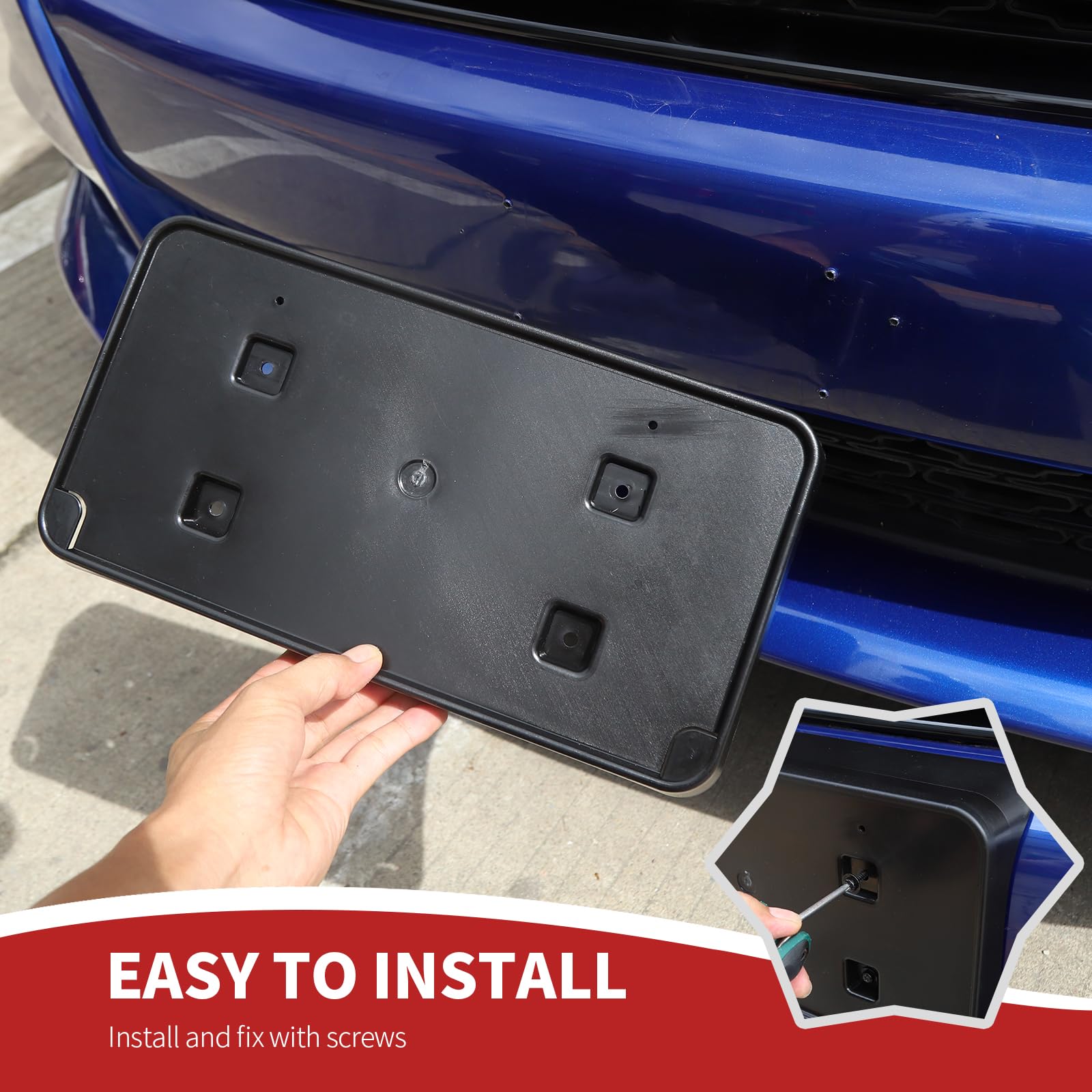 RAZPOY license plate frame reduces vibrations on rough roads.