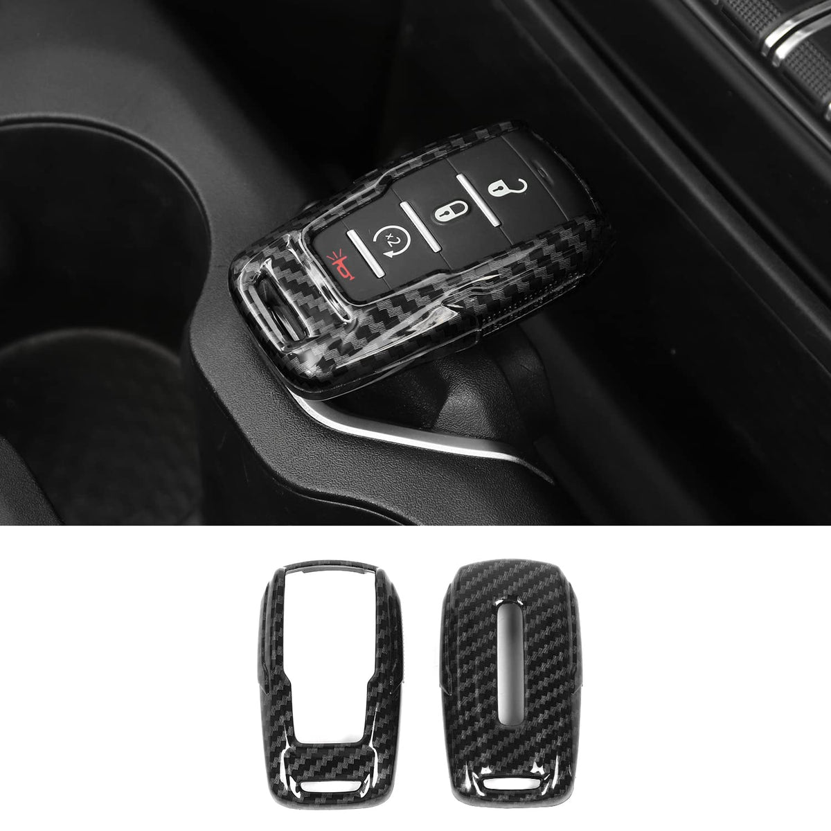 RAZPOY RAM key fob cover with carbon fiber pattern boosts durability and style.