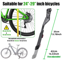 RBRL kickstand features a large non-slip foot for secure ground contact.