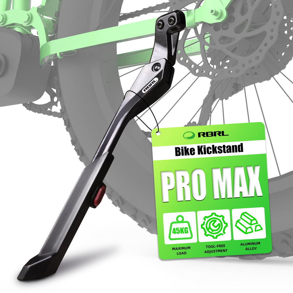 RBRL bike kickstand base showing stable parking on various surfaces.