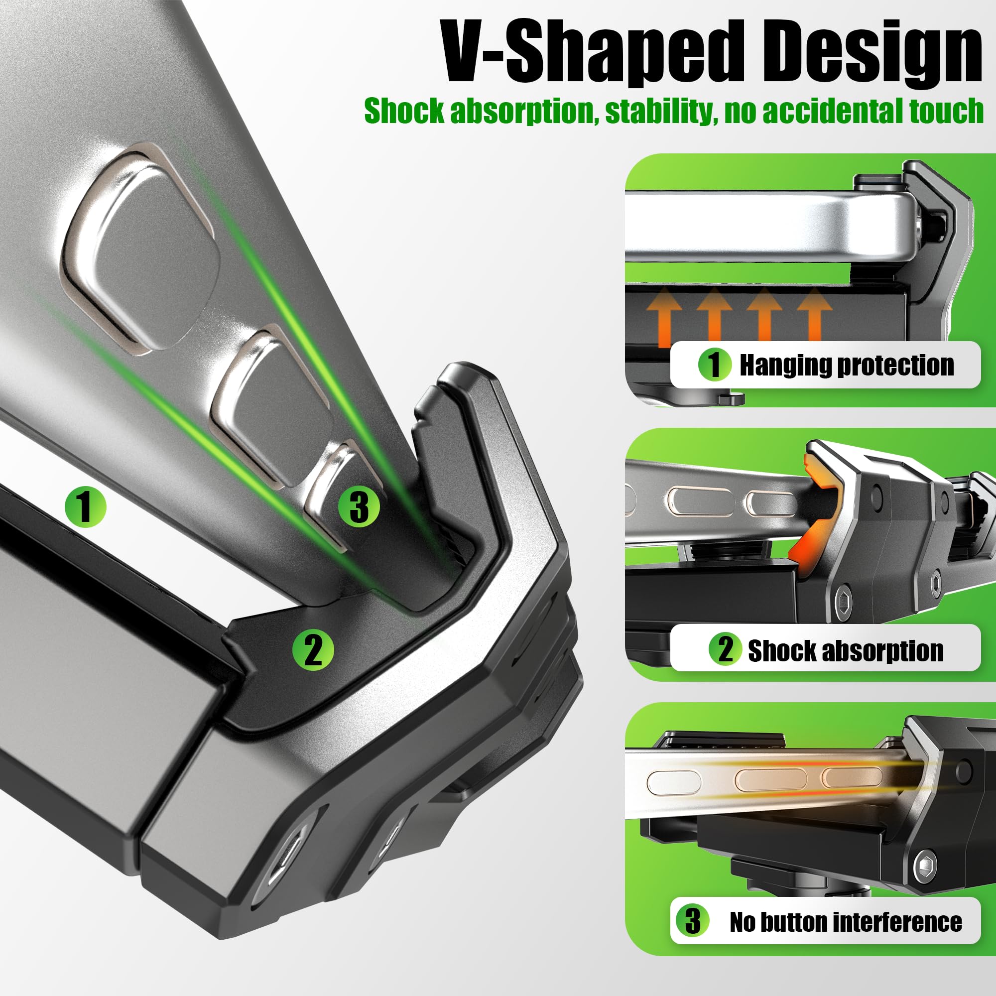 RBRL V-shaped clamp avoids side button presses for uninterrupted riding.
