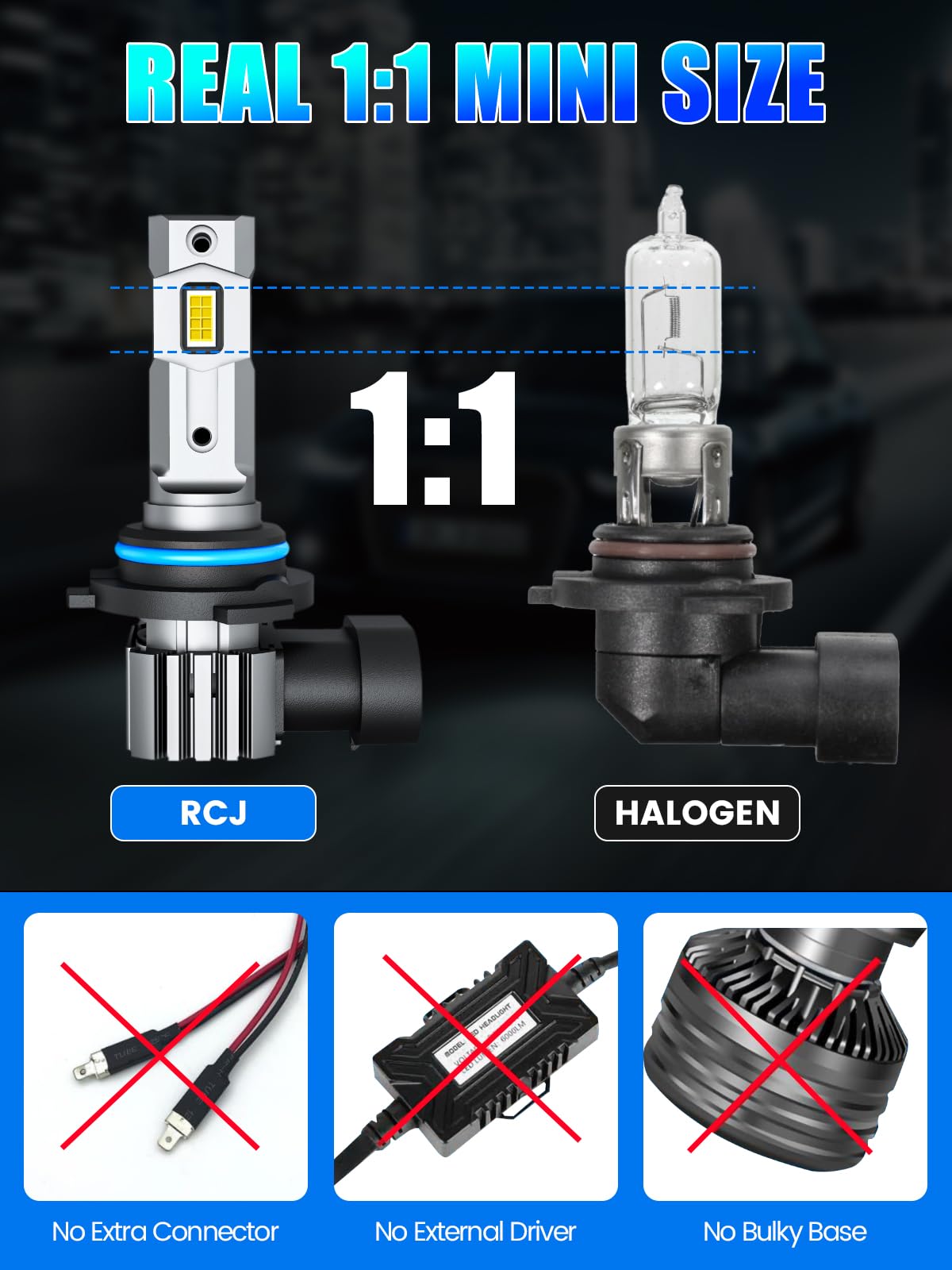 RCJ 9005 9006 bulbs combo heat-dissipation ensures steady performance