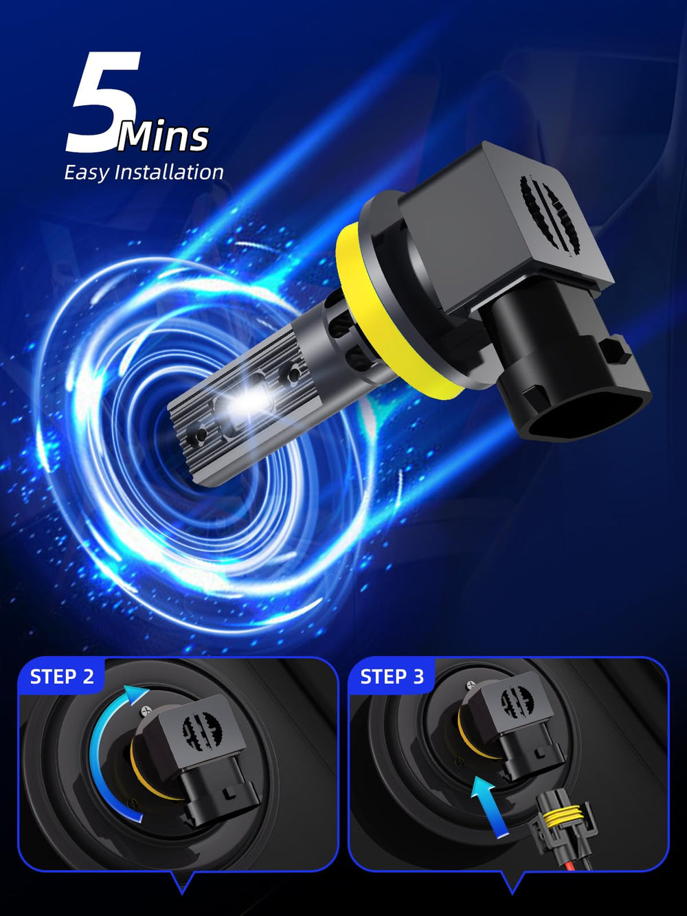 RCJ H11 fog light IP67 rated waterproof for through rain and snow