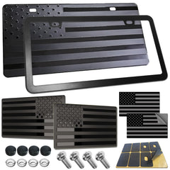 RCKJNJ American Flag front license plate with embossed stars for bold curb appeal.
