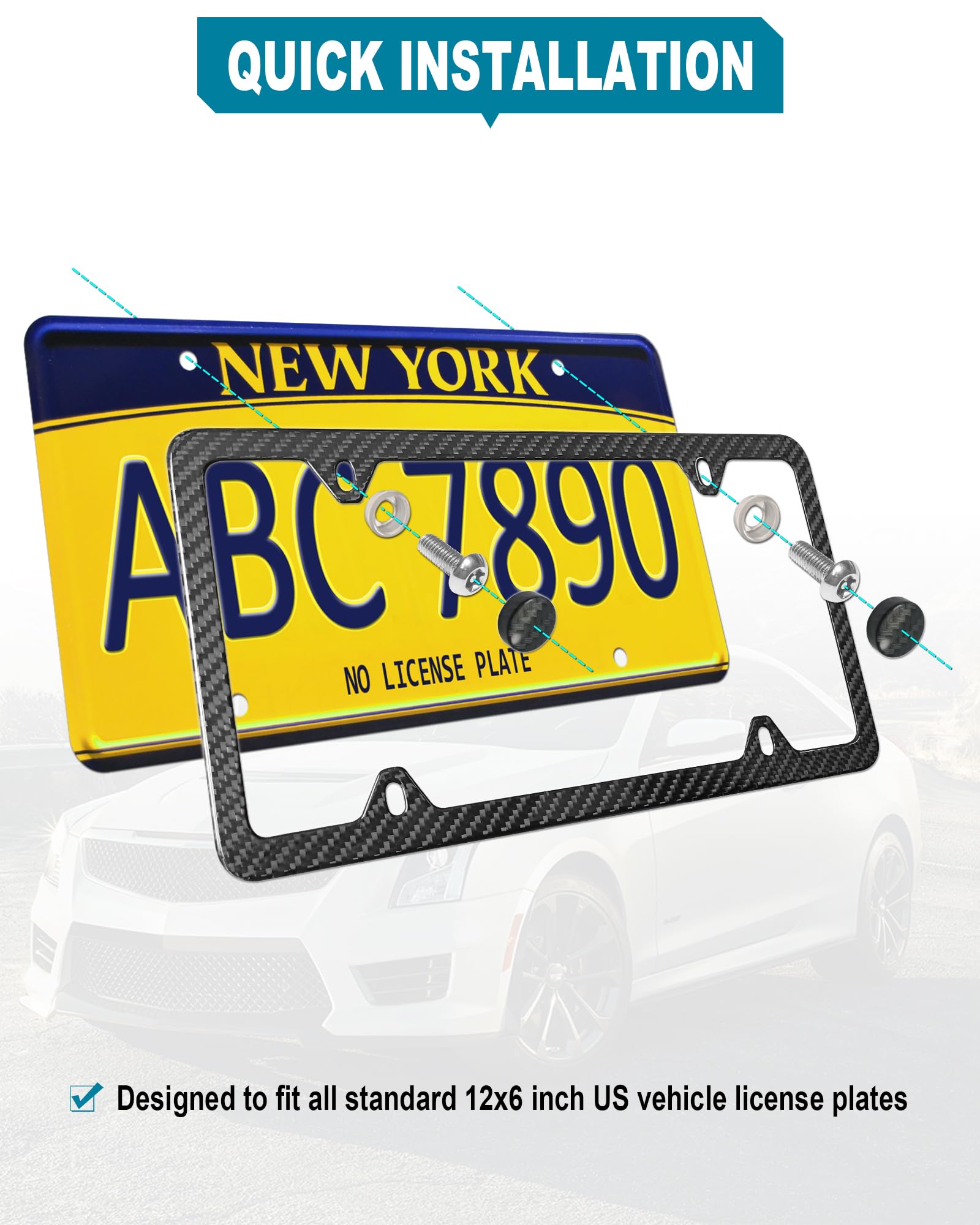 RCKJNJ anti-theft screws kit promoting secure, tamper-resistant license plate mounting.