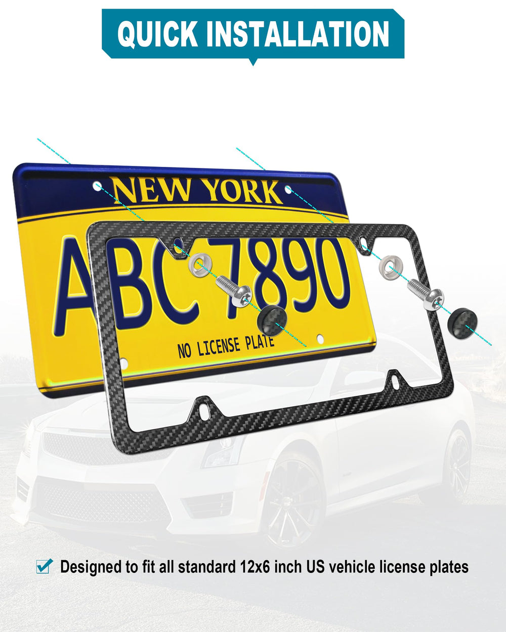 RCKJNJ anti-theft screws kit promoting secure, tamper-resistant license plate mounting.