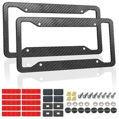 RCKJNJ carbon fiber license frame texture close-up highlighting durable matte finish