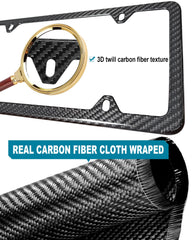 RCKJNJ carbon fiber license plate frame back view for seamless installation.