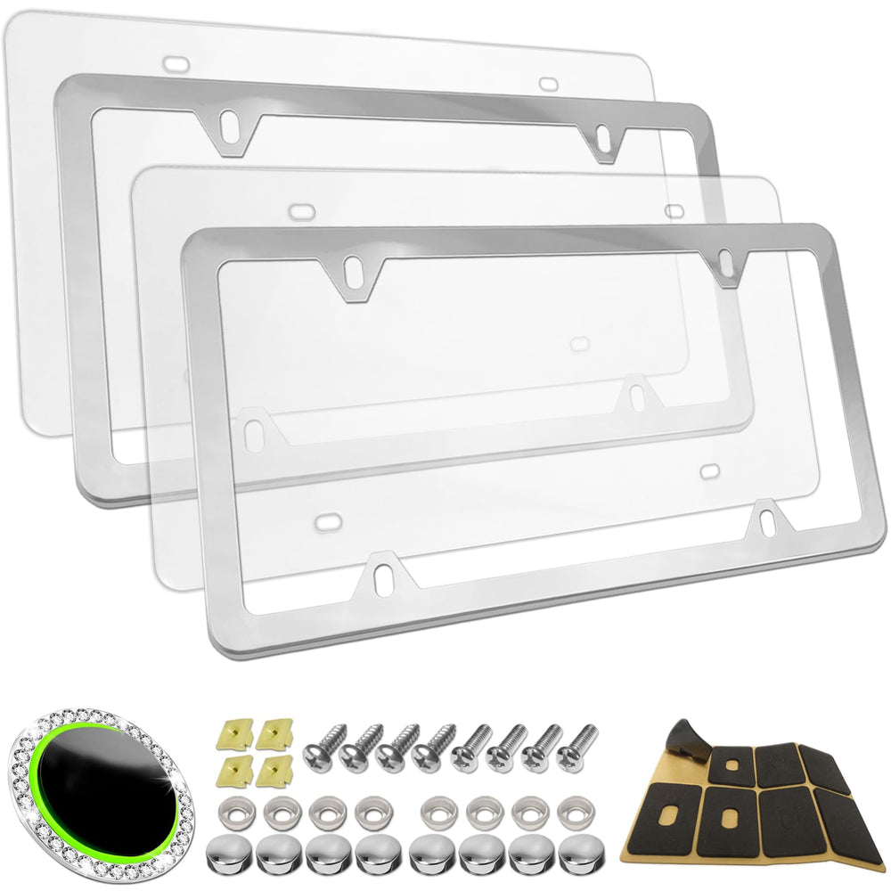 RCKJNJ clear license plate frame front view maintains visibility and legality.