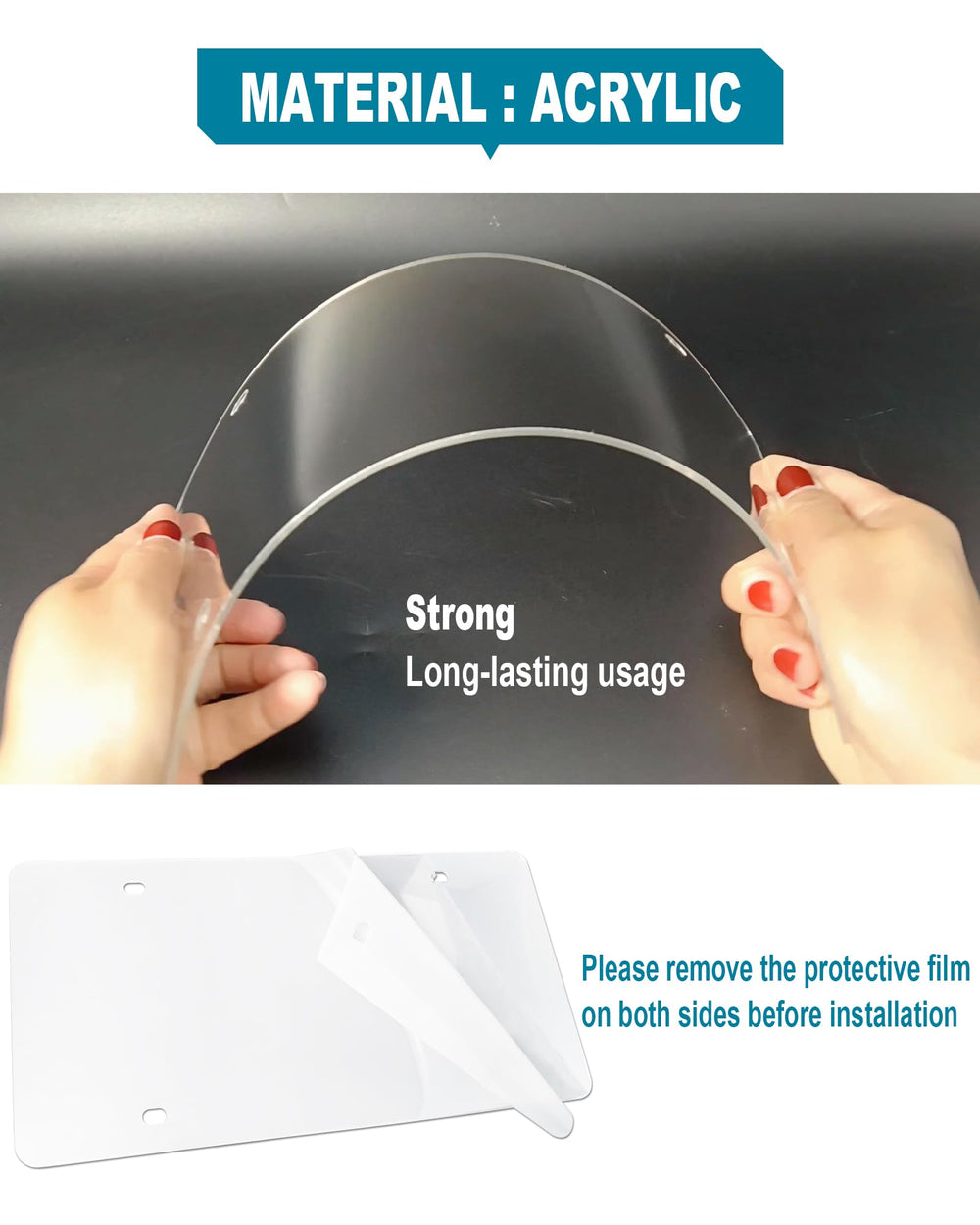 RCKJNJ crystal-clear acrylic shield close-up demonstrating transparency