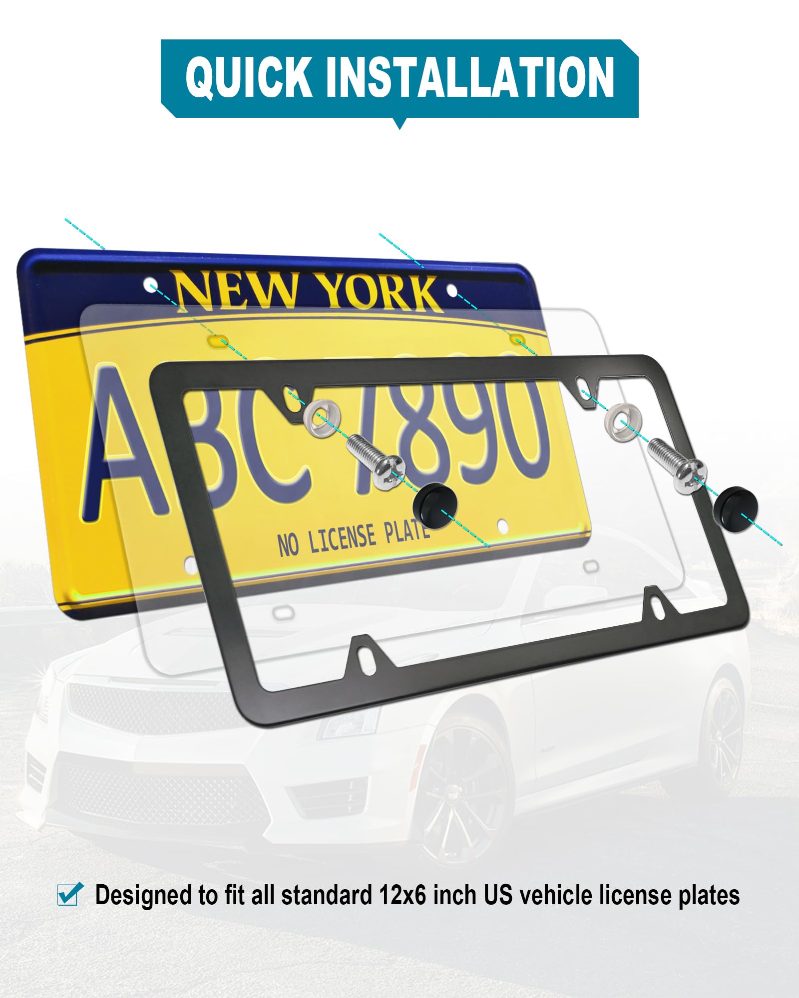 RCKJNJ license plate screws and caps ensure a clean, secure mount