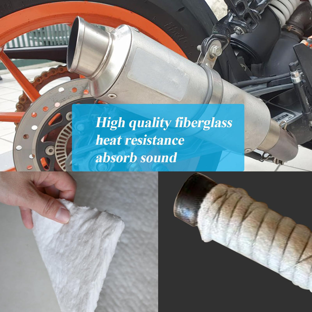 RddenIy ceramic fiber muffler mat provides heat-proofing for nearby components.