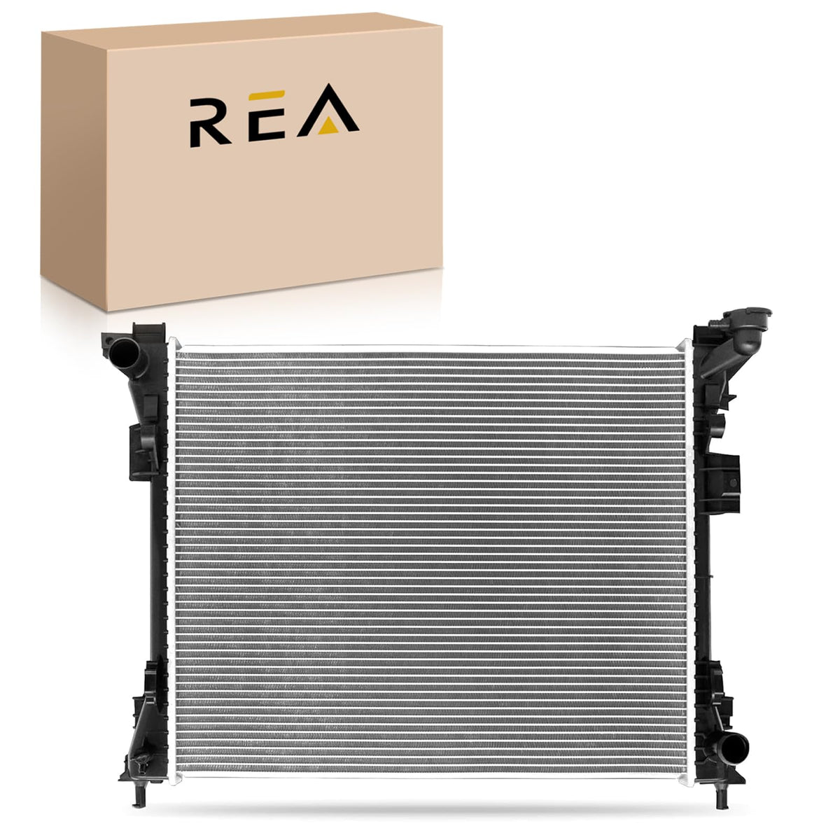 Readair engine coolant radiator assembly front view showing precise fit for compatible vehicles