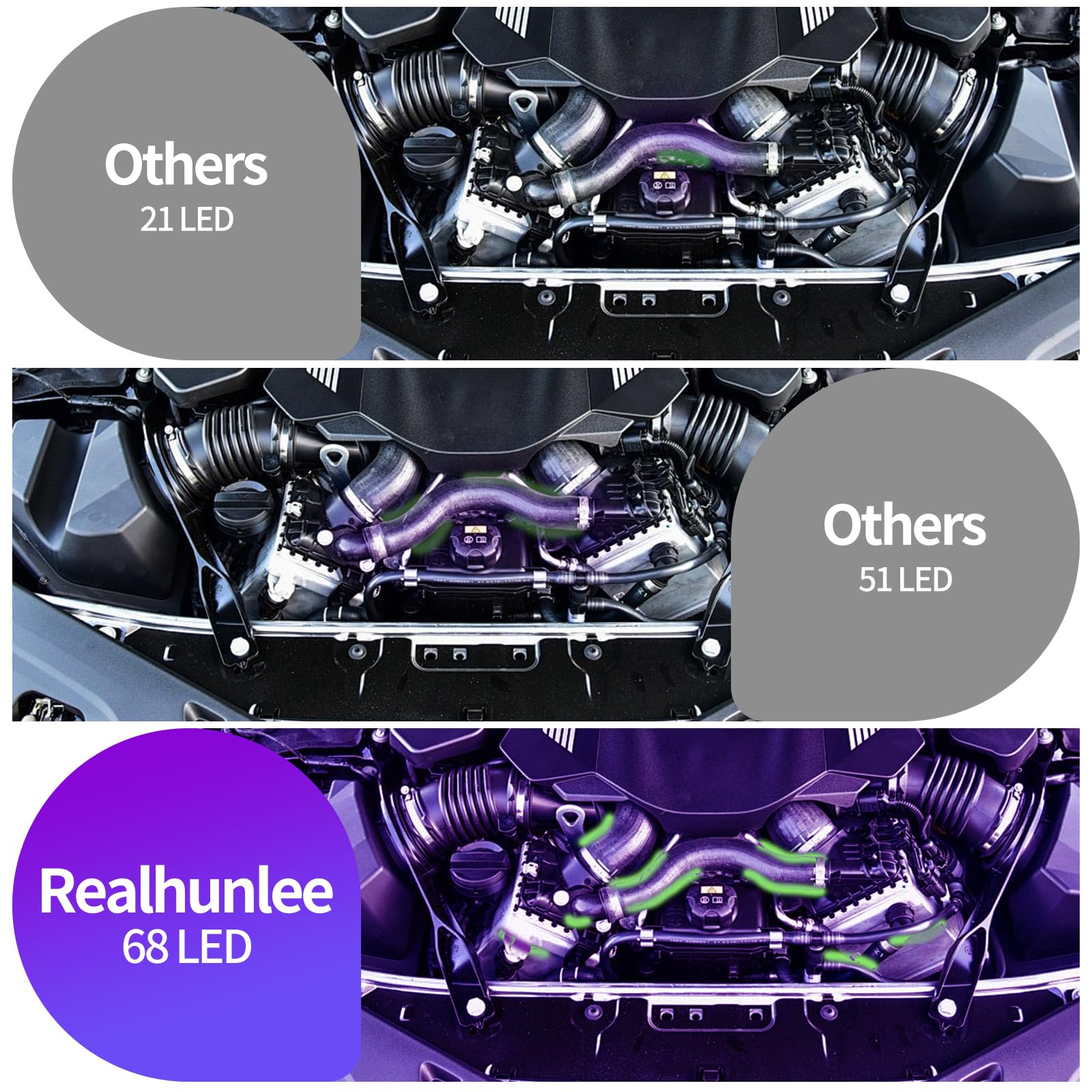 REALHUNLEE 68-LED UV flashlight provides bright leak detection.