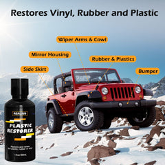 REALINN Plastic Restorer sponge application highlights even spread and smooth finish