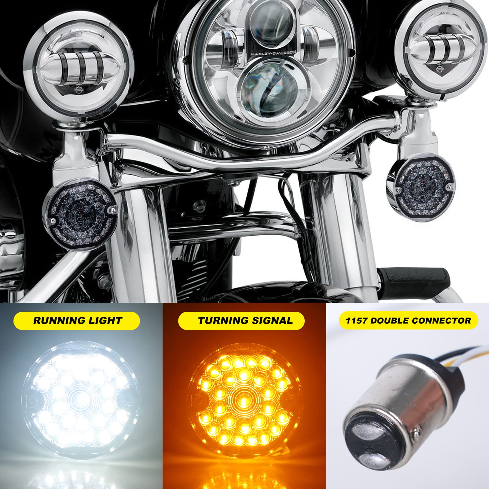 REALOVE front LED signal lit amber on a bike for signaling