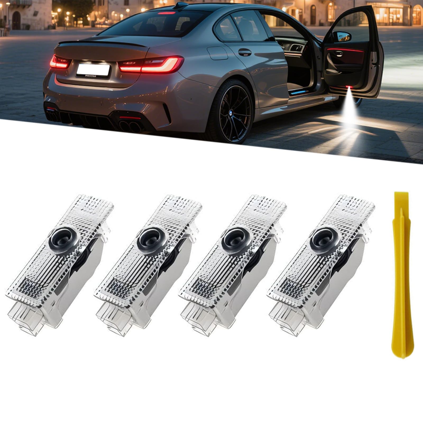 Reanna car door lights logo projector assembly shows quick plug-and-play upgrade
