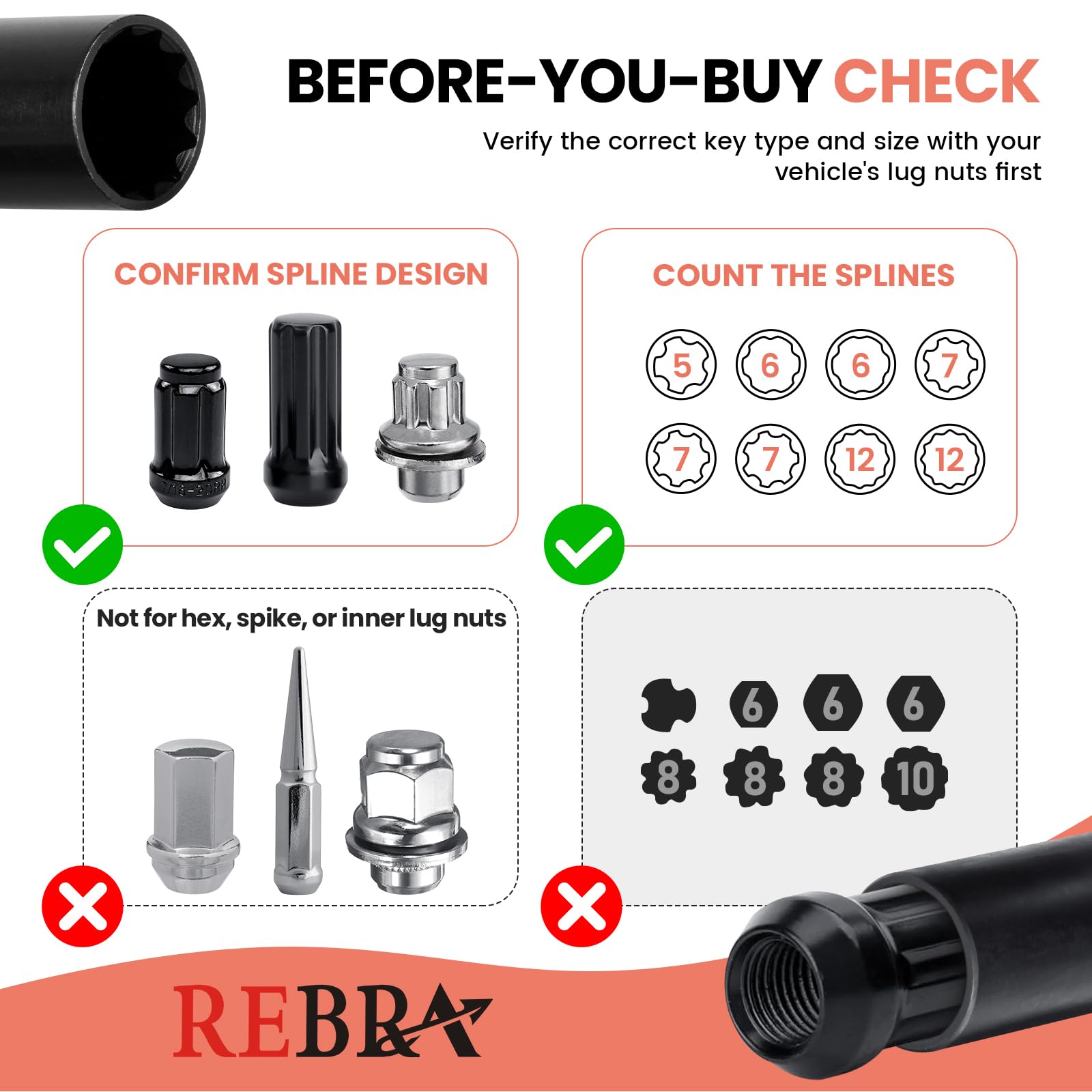 REBRA double-hex drive keys fit many wrenches for fast switching.