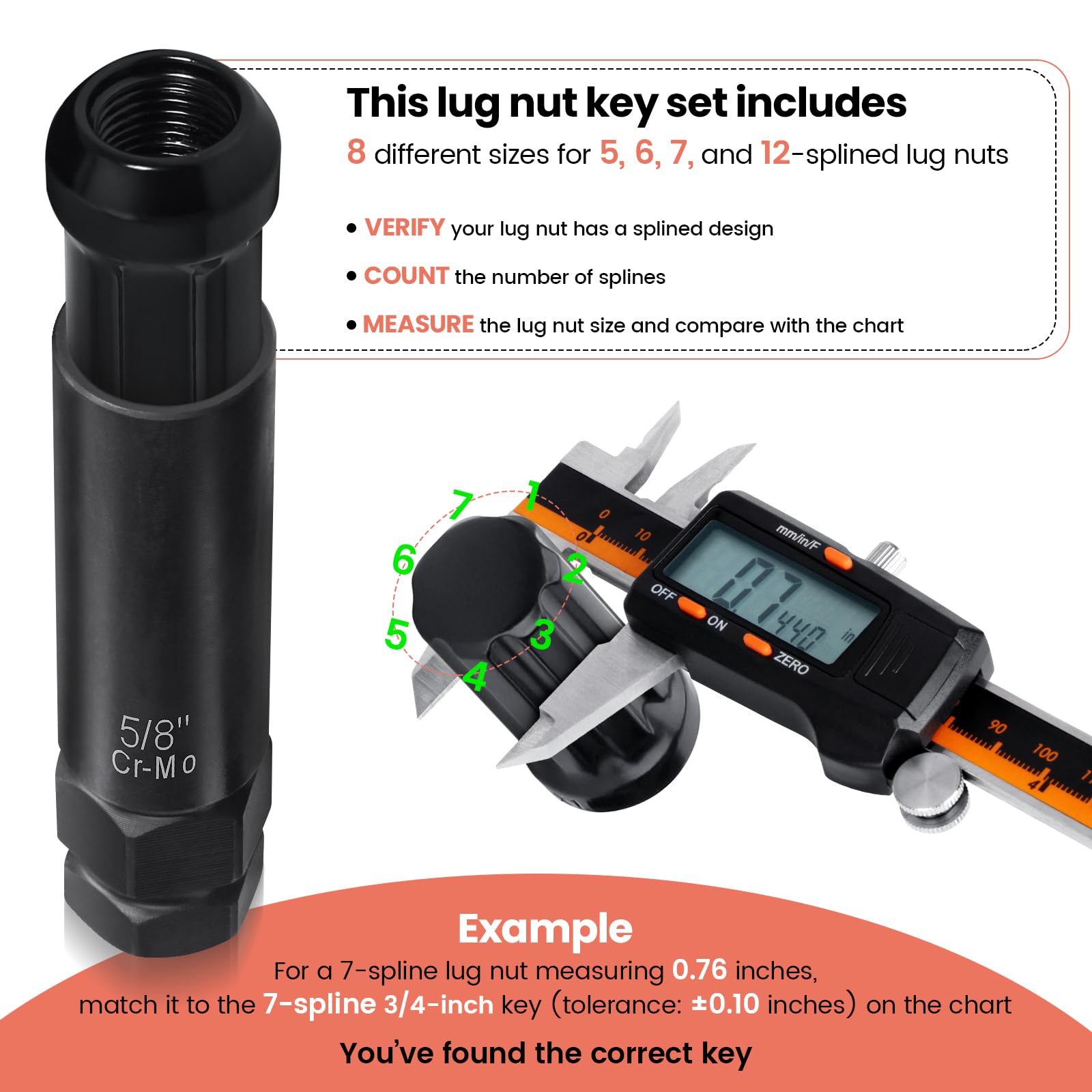REBRA eight-piece wheel lock key set enables quick lock removal.