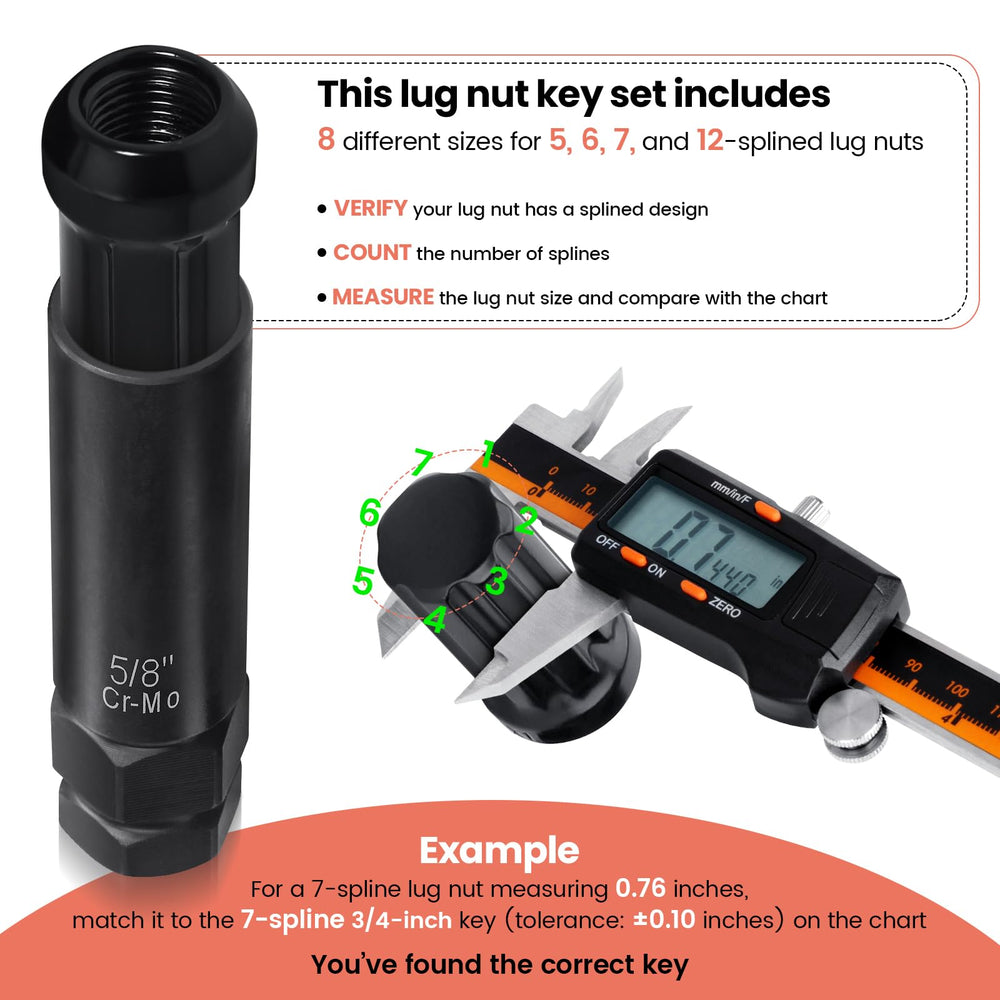 REBRA eight-piece wheel lock key set enables quick lock removal.