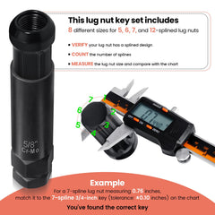 REBRA eight-piece wheel lock key set enables quick lock removal.