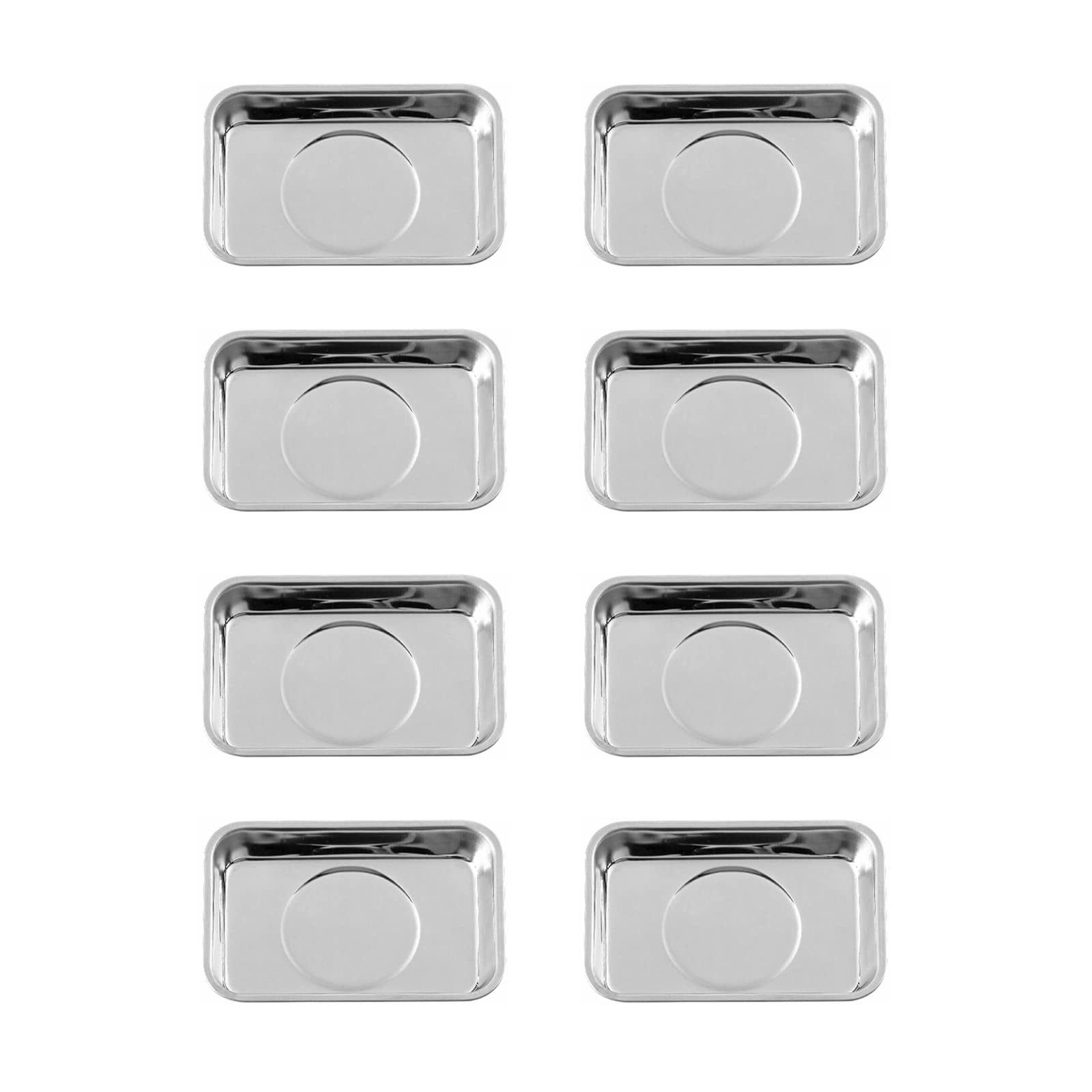 Rechabite 8-piece rectangle magnetic tray front view for organized screws and parts