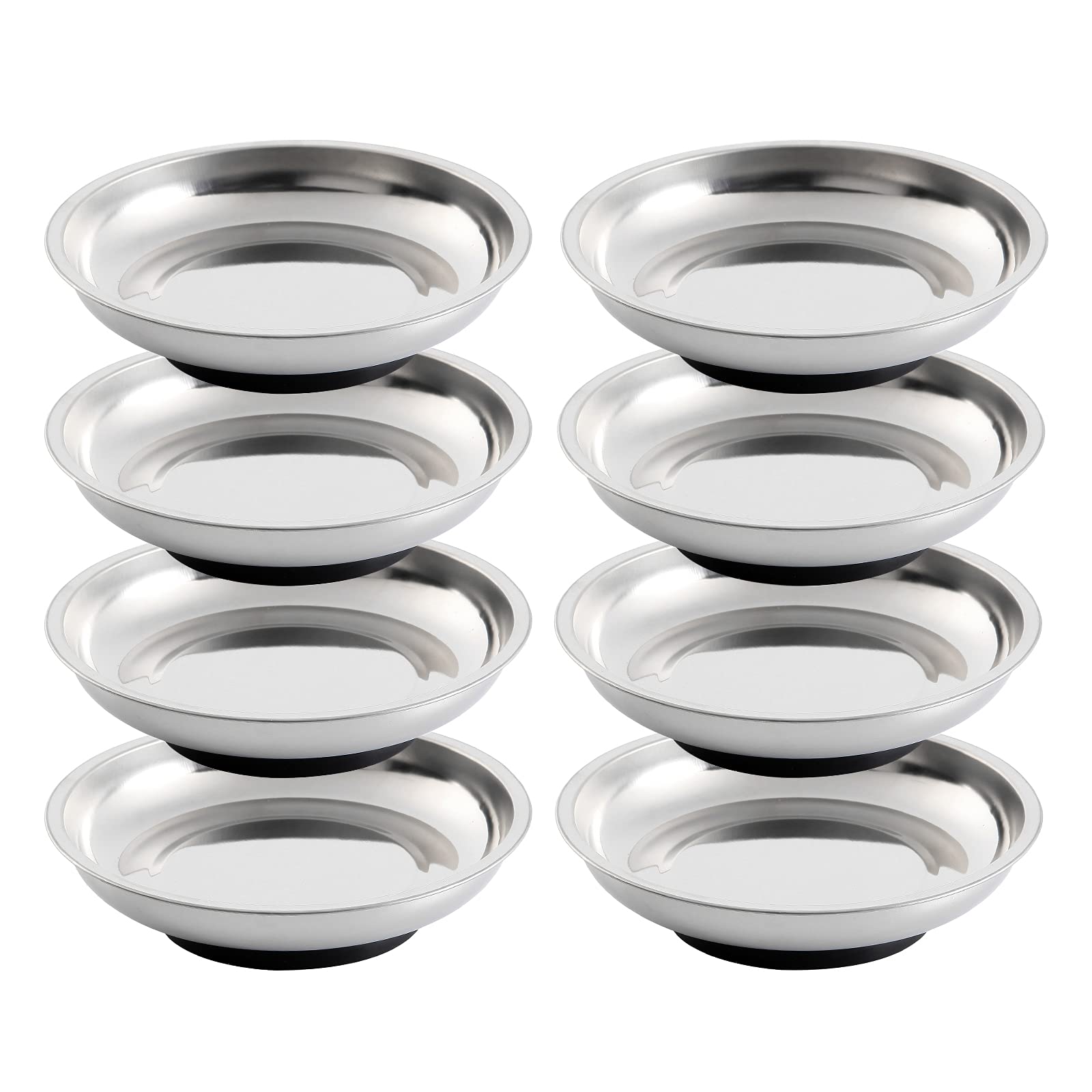 Rechabite 8-piece 3-inch round magnetic bowl trays for organized fasteners on the workbench