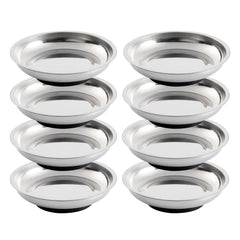 Rechabite 8-piece 3-inch round magnetic bowl trays for organized fasteners on the workbench
