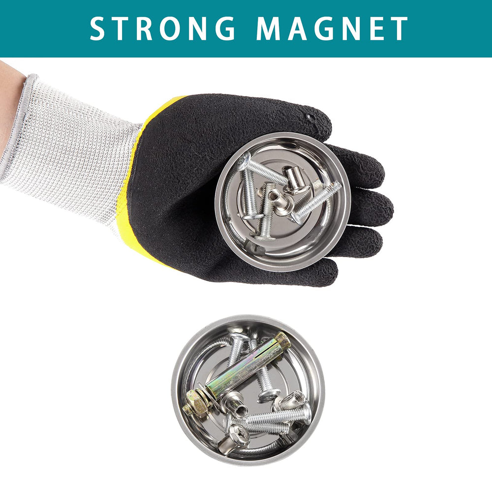 PVC-bottom magnetic trays cling to metal surfaces for hands-free parts sorting