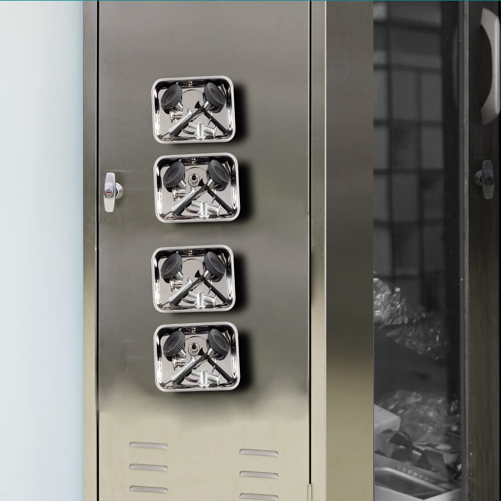 Rechabite rectangle magnetic trays with polished 430 stainless finish durability