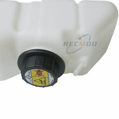Side view of Recmod coolant tank, compact reservoir for tight engine bays.