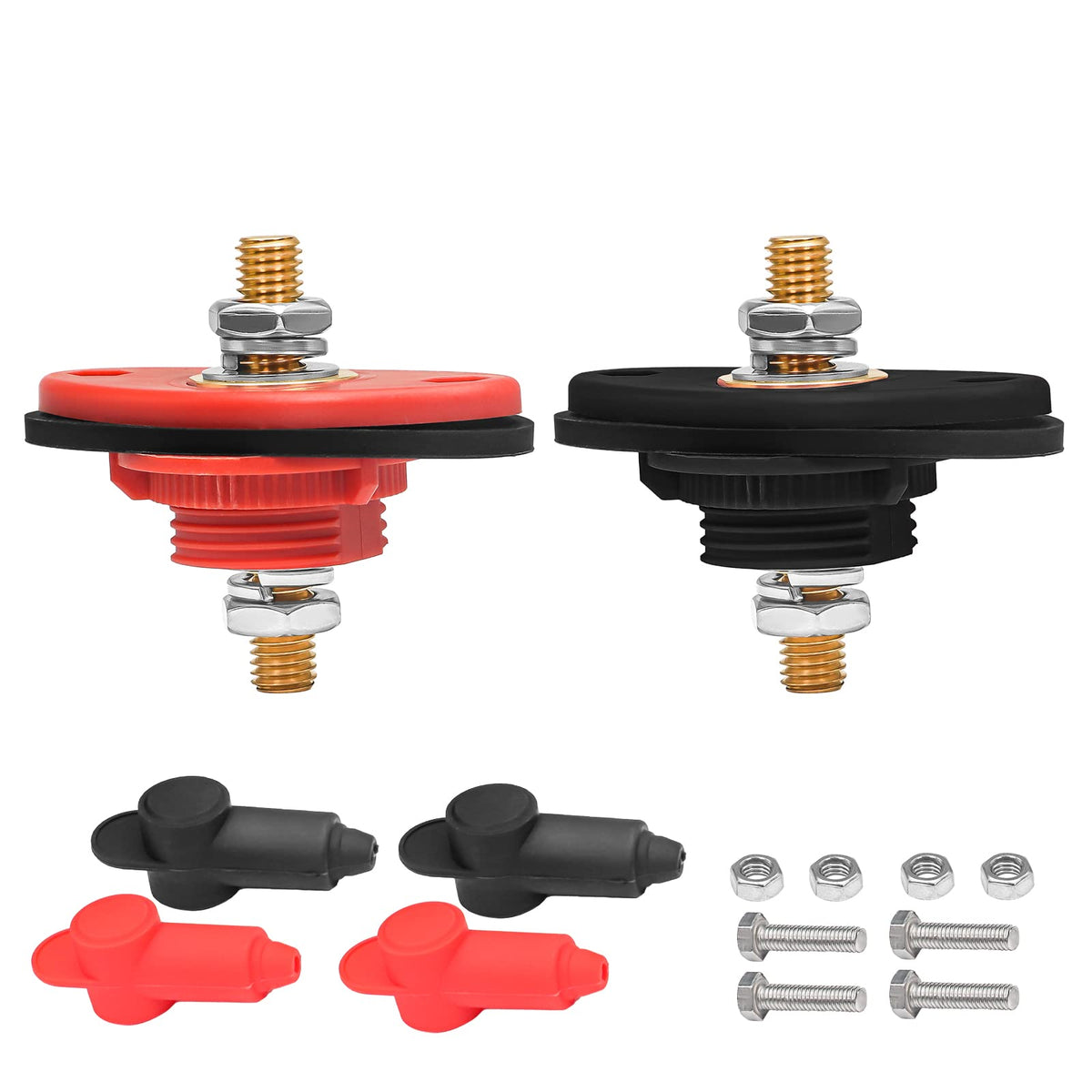 RECOIL BTTP-38 panel terminal red showing high-current pass-through for deck installations.