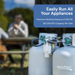 RecPro 11.5-inch pigtail hose connector supports easy setup and portability.