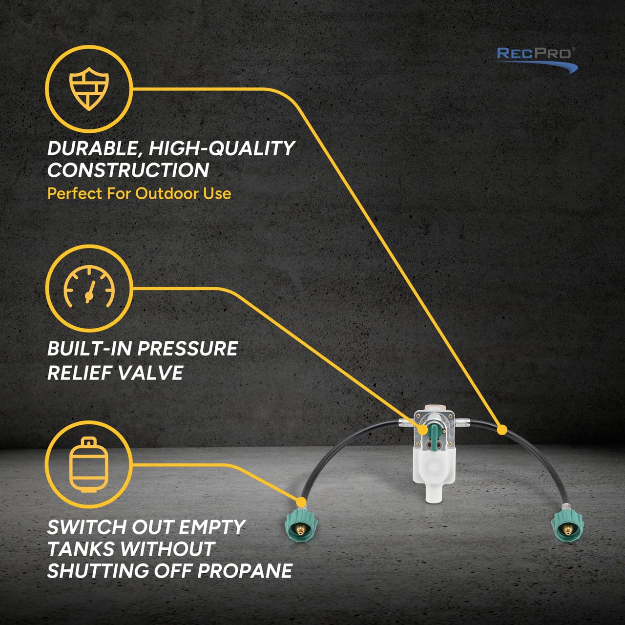 RecPro QCC1 safety hose with flow limiter and check valve boosts safety.