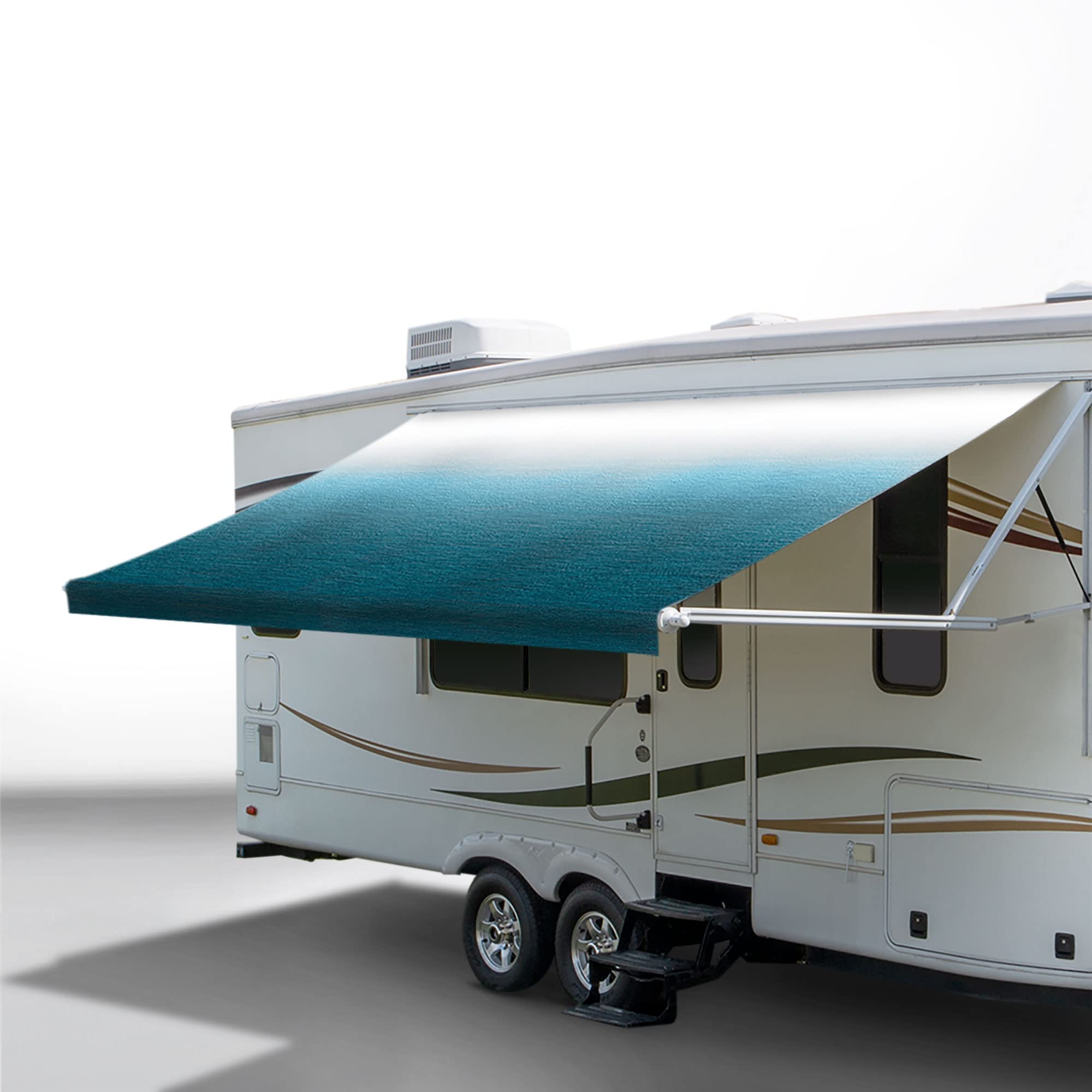 RecPro RV Awning Fabric Replacement in Ocean Blue Fade, durable and colorfast.