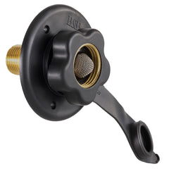 RecPro RV city water fill inlet in black finish enables quick, secure filling.