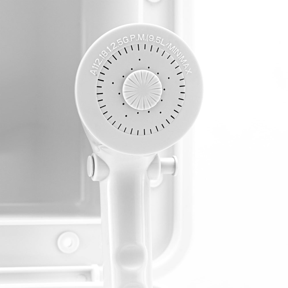 Built-in security lock helps protect the outdoor shower at campsites.