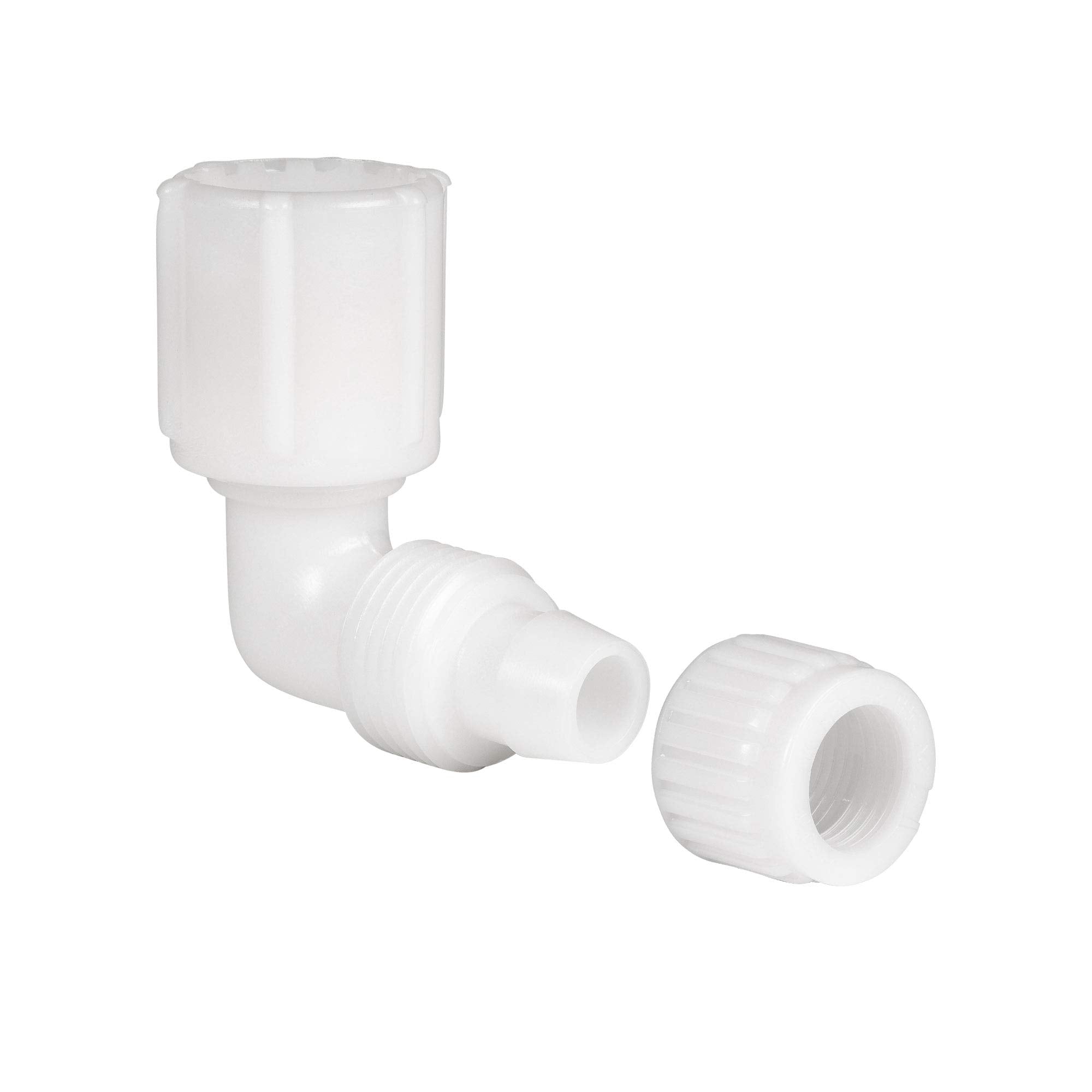 RecPro 90-degree elbow fits neatly to route RV lines without tools.