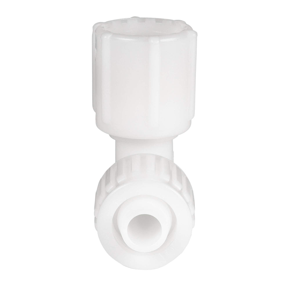 RecPro gray tubing elbow connector enables fast RV plumbing repairs.